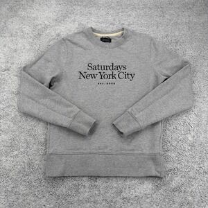 Saturdays NYC Sweatshirt Mens Small Gray Crewneck Spell Out Logo Cotton Pullover